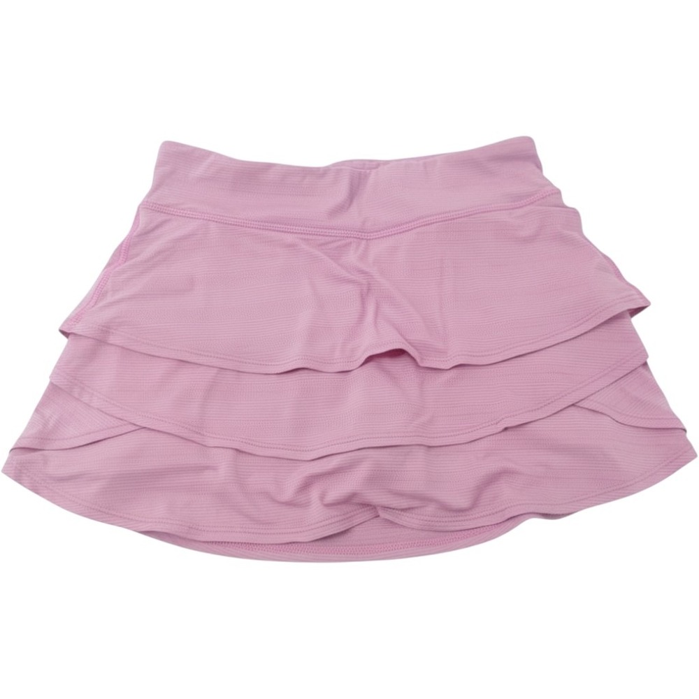 Athleta Girl Swing Skort Pink Striped Tiered Ruffle Athletic Skirt Size L 12